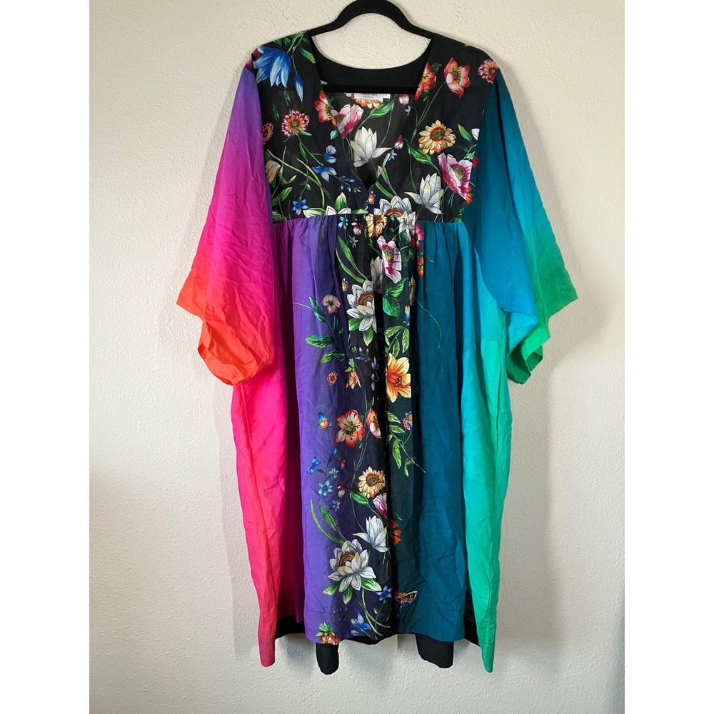 JOHNNY WAS Secret Garden Sheer Kimono Dress 1X Ombre Floral Coverup Resort Beach - Picture 2 of 15